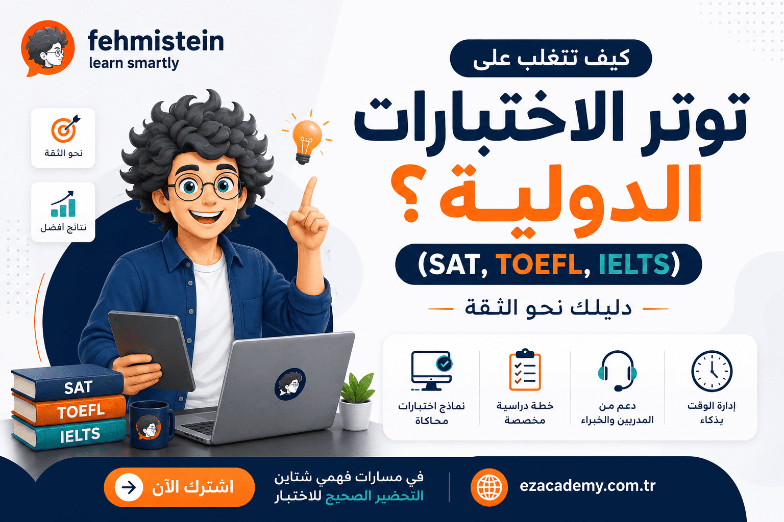 كيف تتغلب على توتر الاختبارات الدولية SAT و TOEFL و IELTS؟ دليلك الكامل نحو الثقة والتفوق