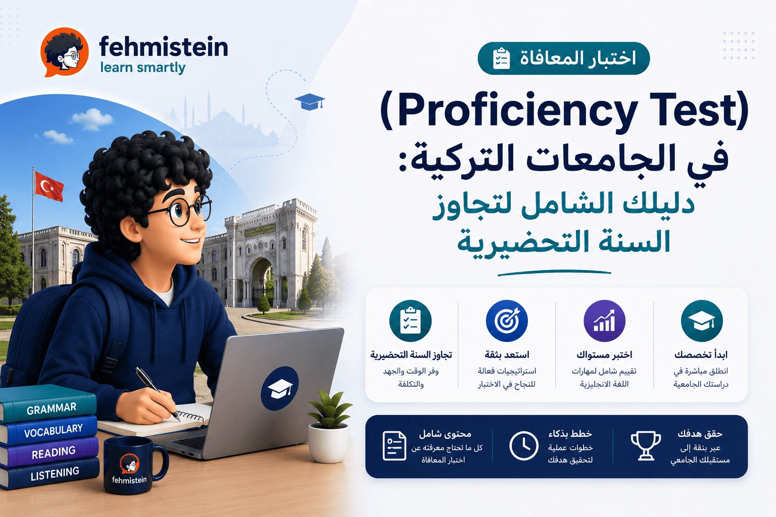 اختبار المعافاة (Proficiency Test) في الجامعات التركية: دليلك الشامل لتجاوز السنة التحضيرية بنجاح