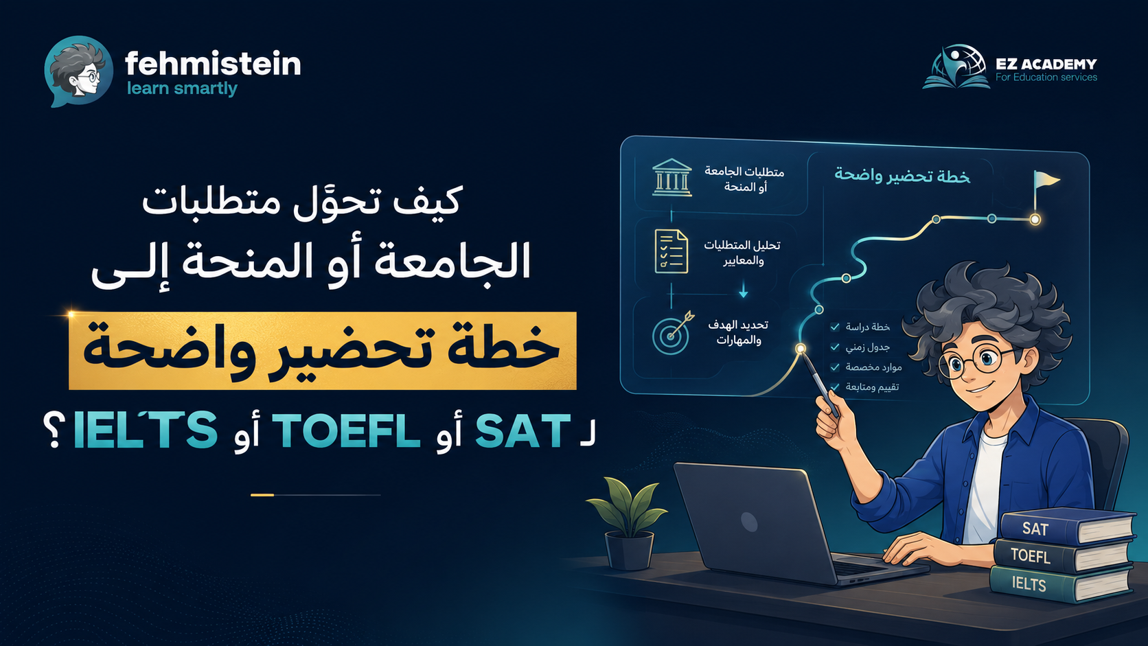 كيف تحوّل متطلبات جامعتك أو منحتك إلى خطة تحضير واضحة لـ SAT أو TOEFL أو IELTS؟